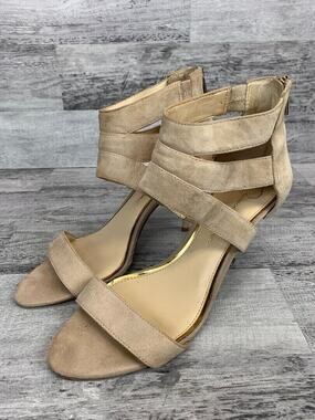 Jessica Simpson Womens Beige Strappy High Heel Sandals Size 8.5